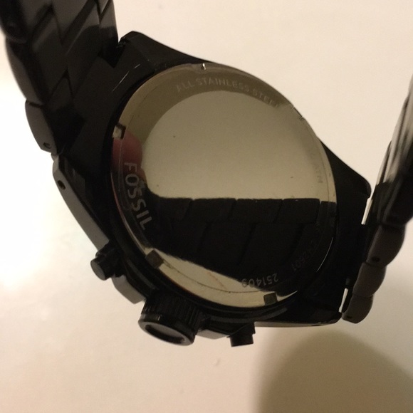 NEW FOSSiL black 8in.Wrist Chrono tachymeter Watch - Picture 5 of 7